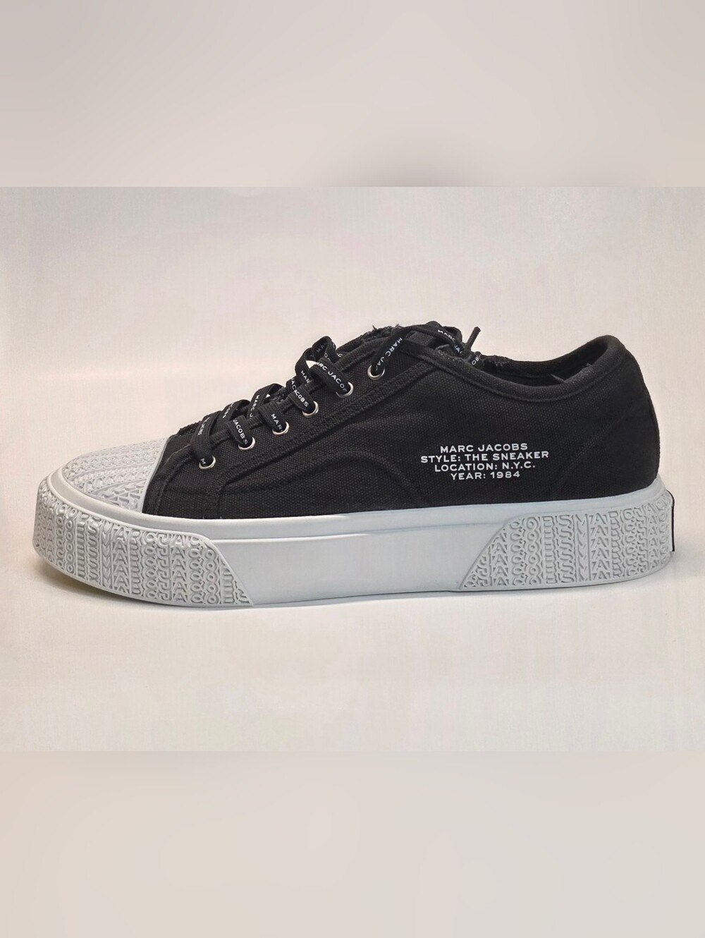 Marc Jacobs Black White  Canvas Sneakers  Lace Up Designer Shoes Men's 43 US 10